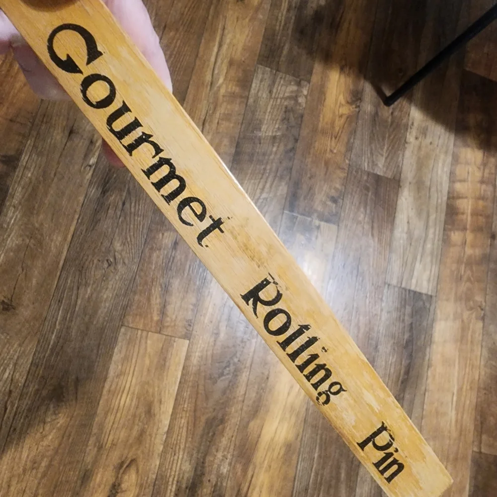 HEAVY! Gourmet Rolling Pin Wood Handles Glittery White Marble Carrera Marble?